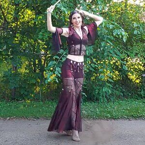Eman Zaki Professional 7-Piece Bellydance Costume Beledi Saidi Flare Pants OOAK